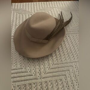 Adolfo Men’s Vintage (I THINK) Tan Wool Hat W/ Feather Detail - Made in the USA